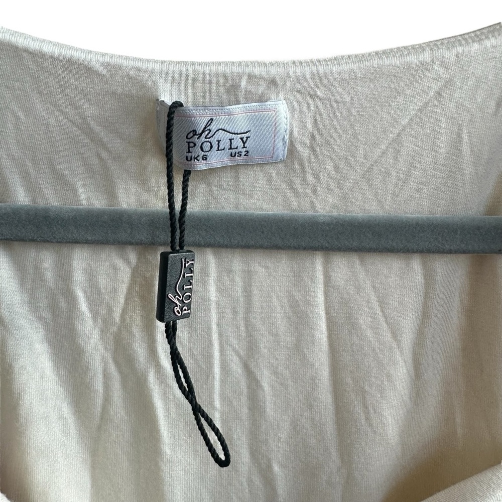 NWOT Oh Polly Nakia Bow Detail Sweetheart Neck Midi Dress Ivory Women’s Size 6 - Picture 6 of 8